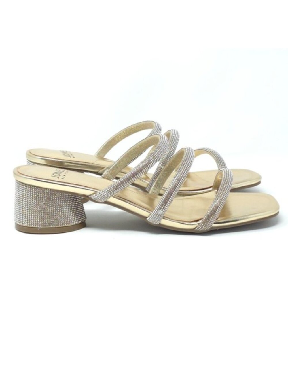 Jones New York Melly Gold Rhinestone Strappy Block Heel Sandals Size 9M - Picture 3 of 9